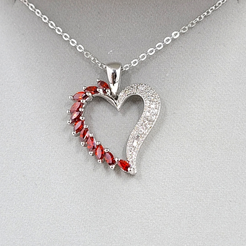 Sterling Silver Crimson Heart Necklace